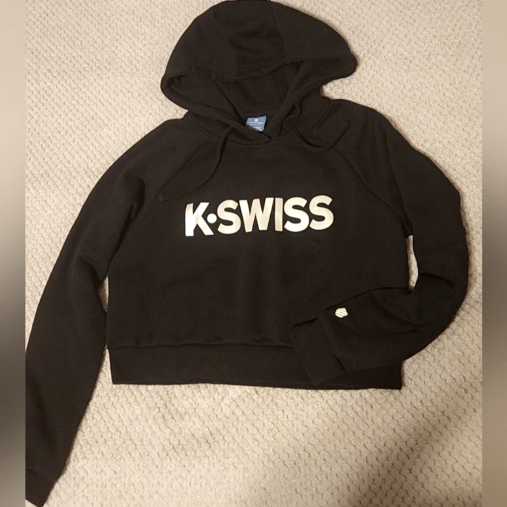 Black K-Swiss cropped hoodie